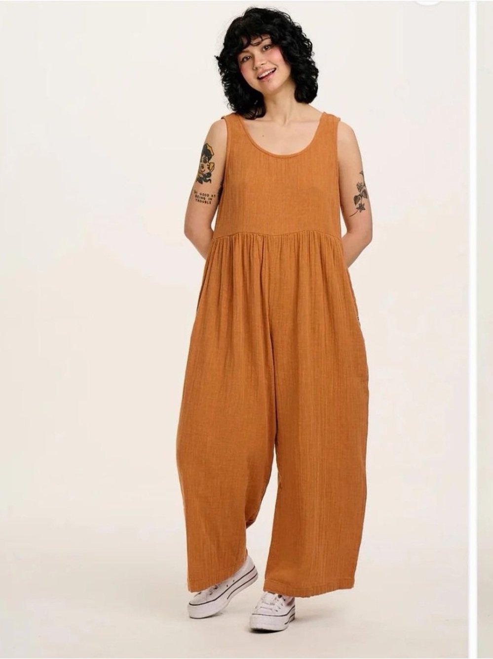Lucy & Yak 100% Organic Cotton Bowie Jumpsuit in Terracotta Orange